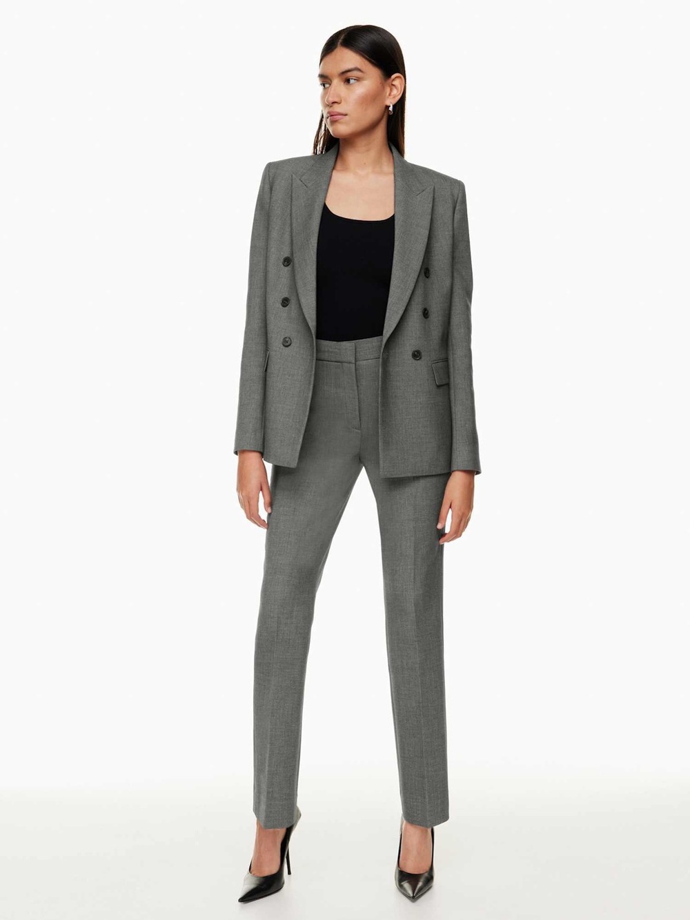 NWT Aritzia Babaton Publish High-Rise Bootcut Heather Dark Gray Trousers (4)